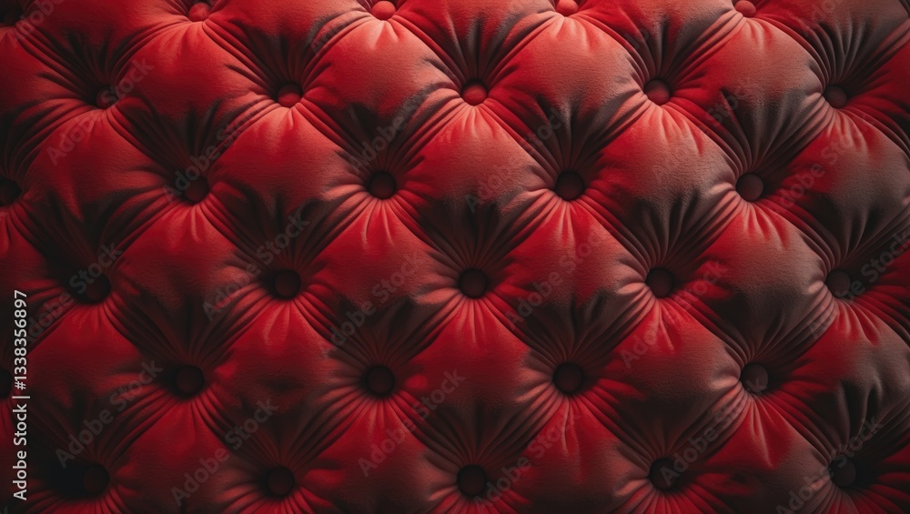 Naklejka premium Quilted velour buttoned textile wall design backdrop. Elegant vintage luxury couch upholstery. Interior soft background.