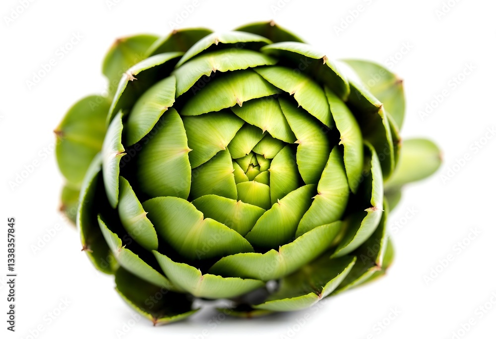 Fototapeta premium Fresh green artichoke isolated on a white background