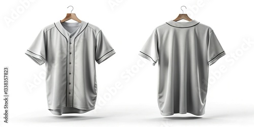 Realistic Baseball Jersey Mockup PSD Template -  Front & Back Views, Customizable Design