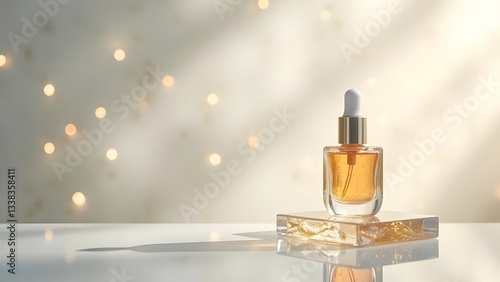 Golden Elegance Minimalist Cosmetic Bottle Composition