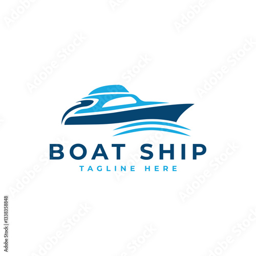 Boat Ship Yacht Logo design Template minimal creative concept