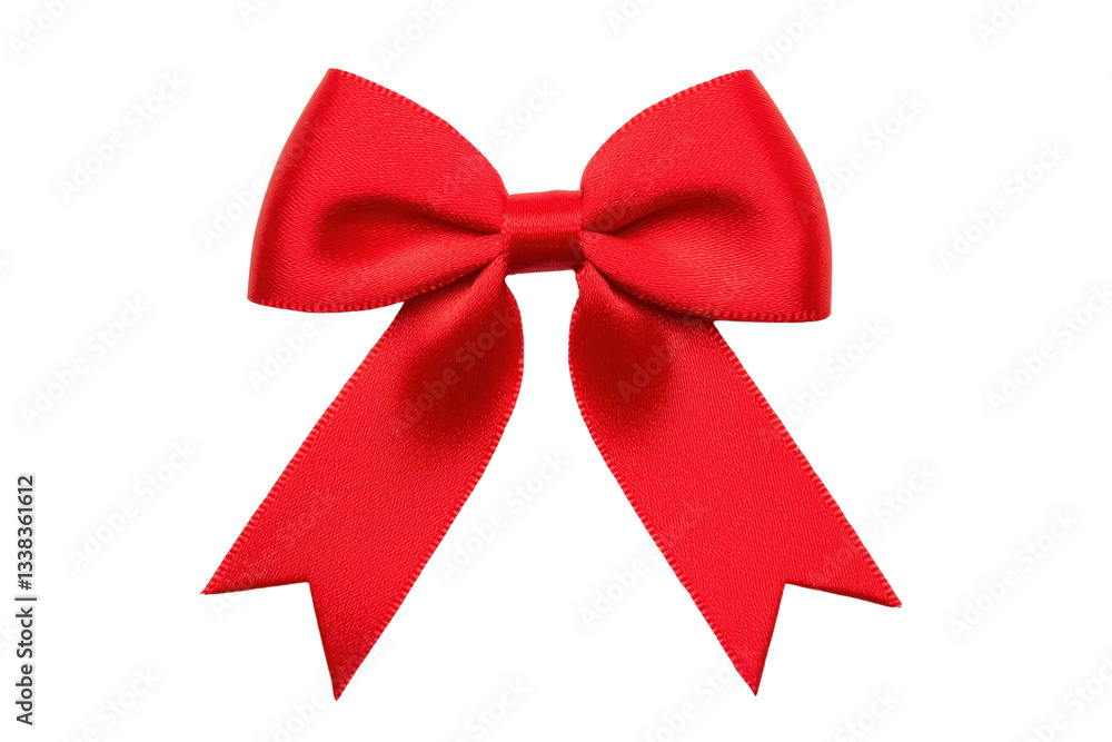 Fototapeta premium vibrant red bow with smooth texture and elegant design, perfect for gift wrapping or festive decorations. bow bright color and symmetrical shape add cheerful touch to any occasion