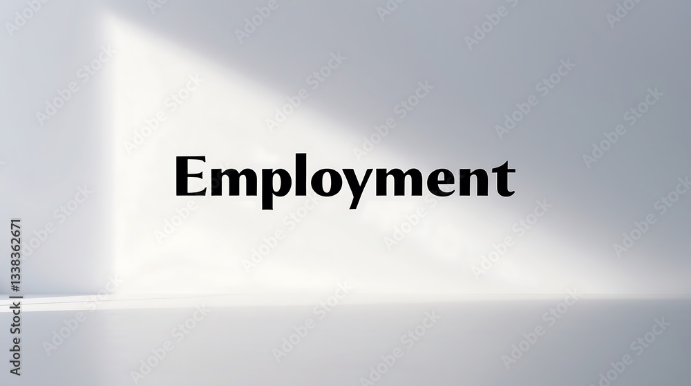 Clear typography of the word Employment illuminated by soft light in a minimal setting Clear typography of the word Employment illuminated by soft light in a minimal setting