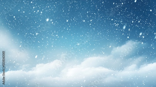 Sky above a winter landscape with soft snowfall