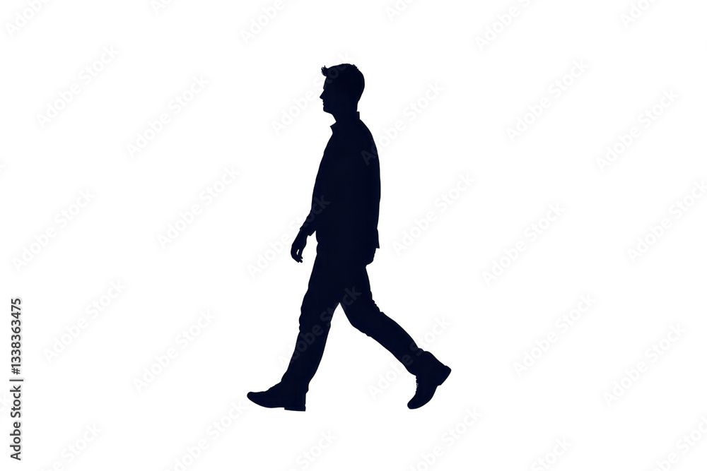 silhouette of man walking, depicted in side view, isolated on transparency background. image captures motion and posture of figure in simple, minimalist style silhouette of man walking, depicted in side view, isolated on transparency background. image captures motion and posture of figure in simple, minimalist style