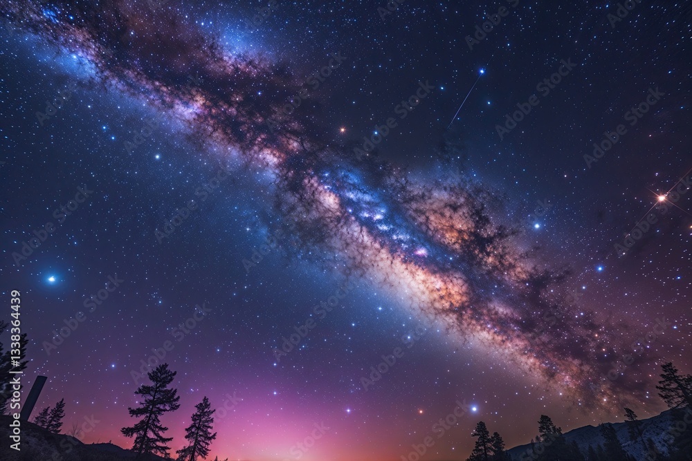 Stunning Milky Way Galaxy Shining with Colorful Stars in a Breathtaking Cosmic Scene Stunning Milky Way Galaxy Shining with Colorful Stars in a Breathtaking Cosmic Scene