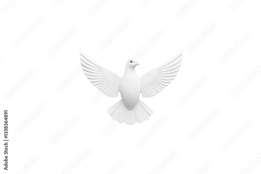 Obraz premium white dove with outstretched wings symbolizes peace and freedom, set against plain background. bird serene expression and graceful posture convey sense of tranquility and hope
