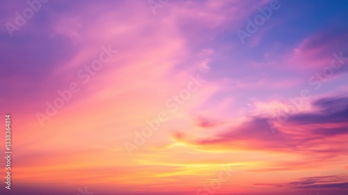 Sunset sky with vibrant hues of orange, pink, and purple blending together