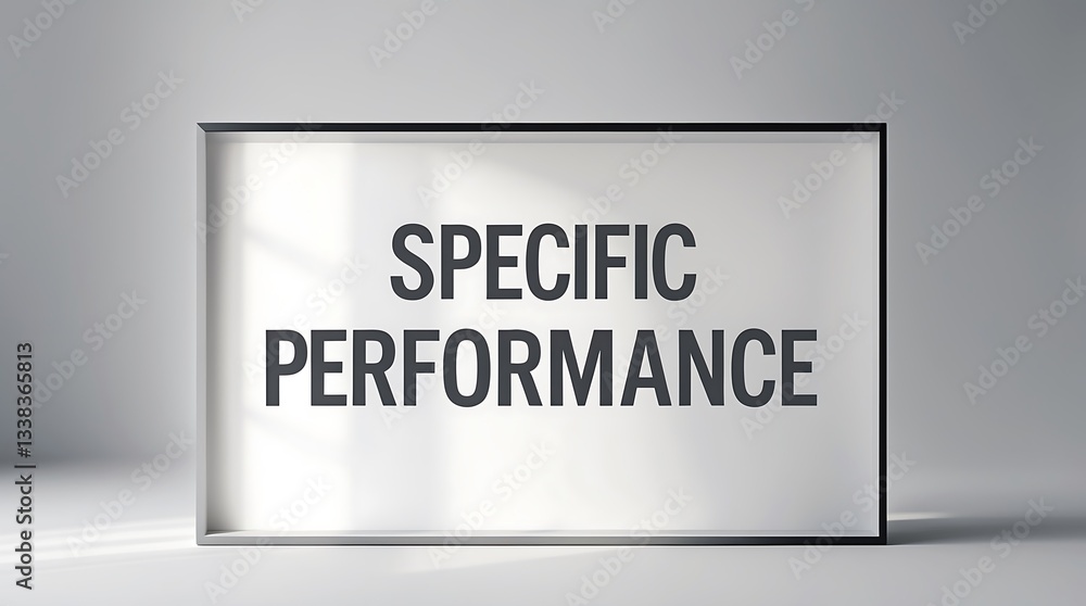 Sign featuring specific performance in a modern interior setting under natural light Sign featuring specific performance in a modern interior setting under natural light