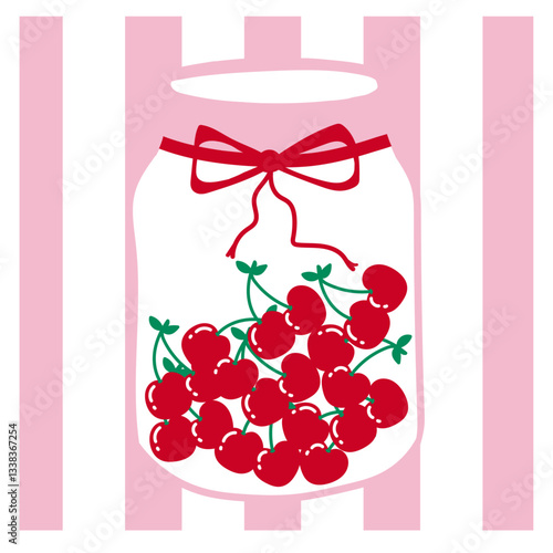 Cerezas en un frasco de cristal