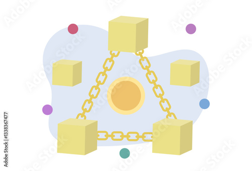 Blockchain Concept Illustration Stylish and Beautiful