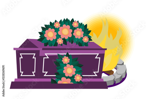 Cremation Concept Illustration Stylish and Beautiful