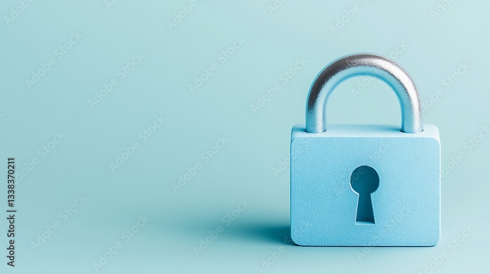 Minimalist Blue Padlock on Soft Azure Background Representing Security and Privacy in Digital Life Minimalist Blue Padlock on Soft Azure Background Representing Security and Privacy in Digital Life