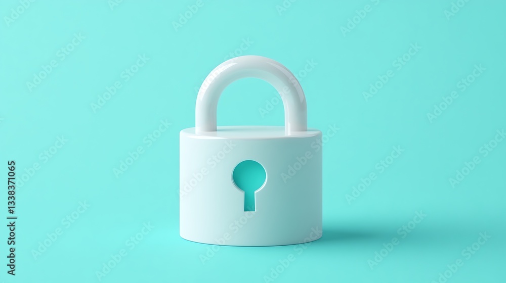 Minimalist White Padlock on Soft Blue Background for Security and Protection Themes Minimalist White Padlock on Soft Blue Background for Security and Protection Themes