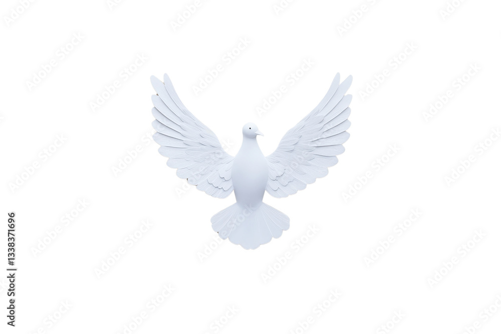 Fototapeta premium white dove with outstretched wings symbolizes peace and freedom against plain background
