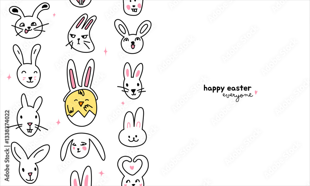 Obraz premium Easter card with bunny, happy Easter poster background