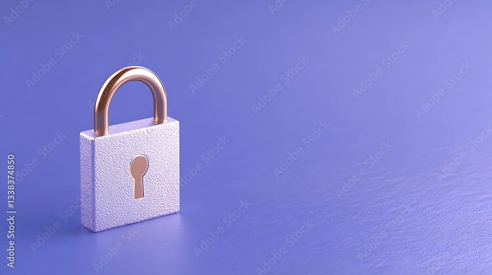 Naklejka premium Modern minimalist padlock in soft colors on a smooth surface symbolizing security and privacy protection