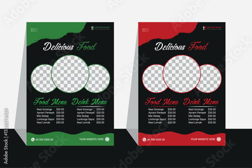 Restaurant flyer design | Poster design for restaurant with green and red variant