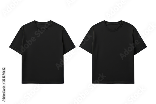 Black oversized t shirt mockup with front and back views, showcasing simple and minimalist design ideal for fashion presentations