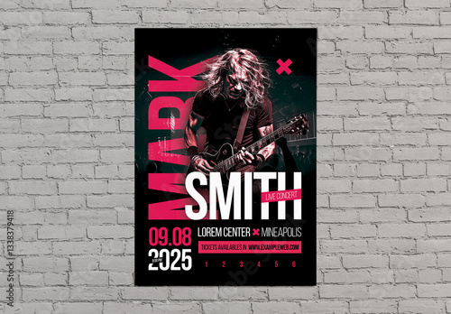 Rock Style Concert Poster with Red Accents