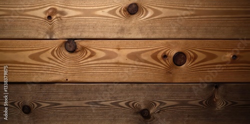 Rich brown pine panel, prominent knots, rustic texture, material, design, planks