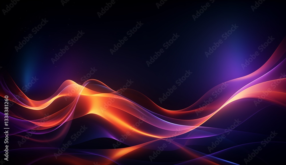 Abstract Dark Background with Glowing Orange and Purple Waves Abstract Dark Background with Glowing Orange and Purple Waves