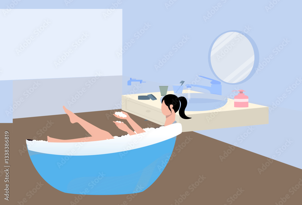 Obraz premium Bathtub Concept Illustration Stylish and Beautiful