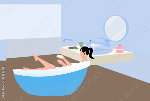 Bathtub Concept Illustration Stylish and Beautiful