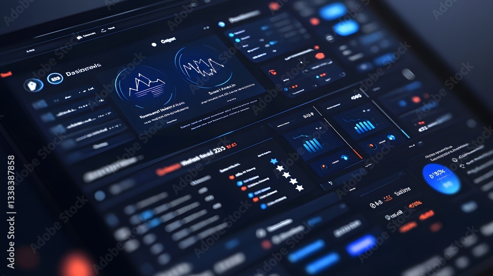 28. A futuristic business dashboard with a reputation score displayed alongside glowing 5-star reviews and user ratings 28. A futuristic business dashboard with a reputation score displayed alongside glowing 5-star reviews and user ratings