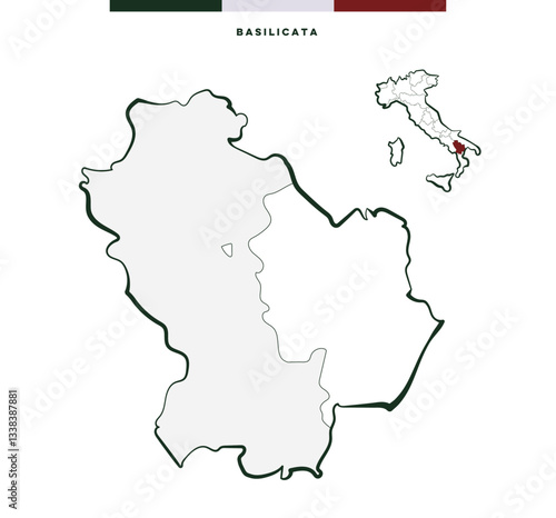 Regione Basilicata in Italia: mappa vettoriale
