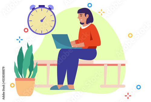 Alone Time Concept Illustration Stylish and Beautiful