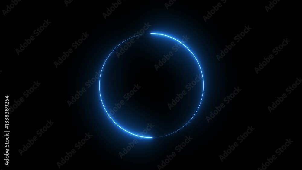 Neon circle rotation. Abstract Neon circle isolated on black background. Neon circle rotation. Abstract Neon circle isolated on black background.