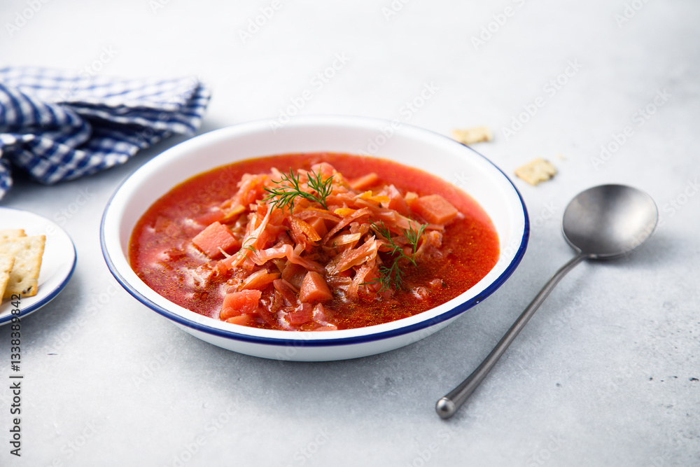 Traditional beetroot soup with garlic Traditional beetroot soup with garlic
