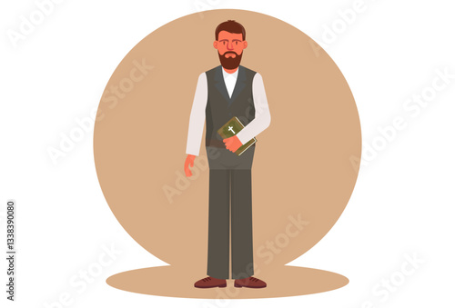 Historian Man Concept Illustration Stylish and Beautiful