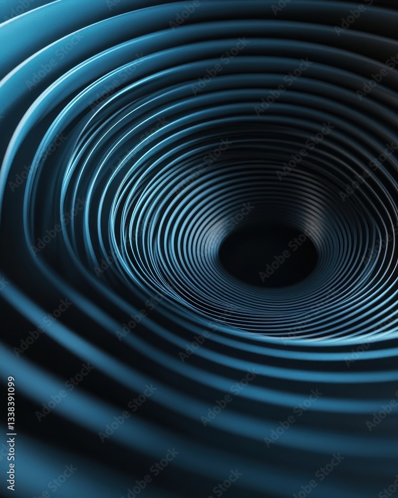 Obraz premium Abstract Spiral Lines in Blue and Black Creating a Depth Effect