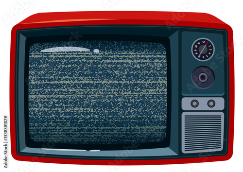 レトロなノイズの走ったブラウン管テレビ イラスト
