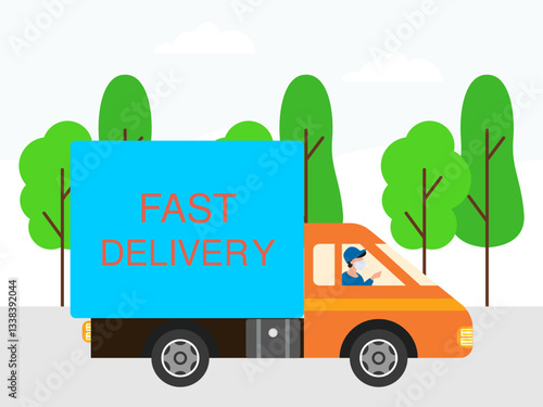 Fast Delivery Concept Illustration Stylish and Beautiful