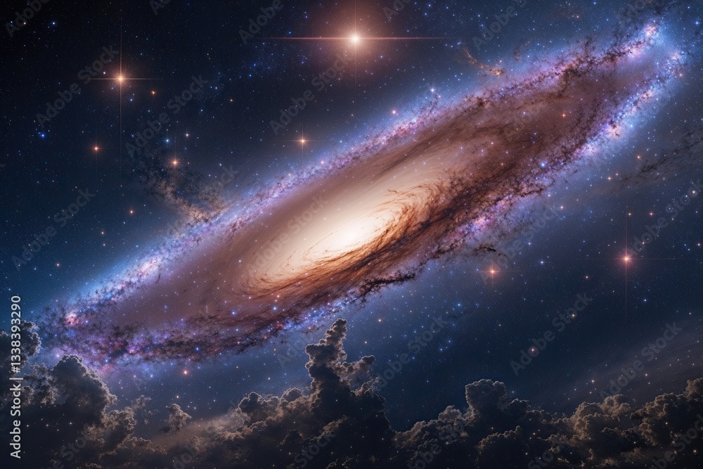 Fototapeta premium Breathtaking Luminous Galaxy Nebula View with Shimmering Cosmic Twilight ____________