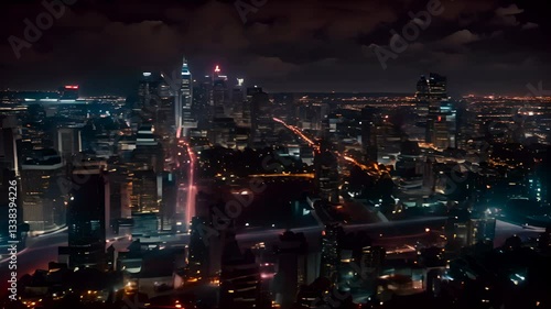 Wallpaper Mural Time-lapse of a city skyline at night with sparkling lights and illuminated skyscrapers
 Torontodigital.ca