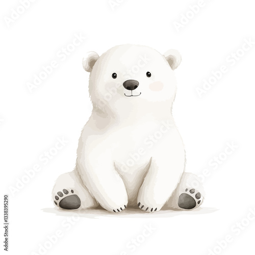 Arctic Cuteness: A charming illustration of a polar bear cub in a serene, artistic style, exuding innocence and capturing the animal's endearing qualities.