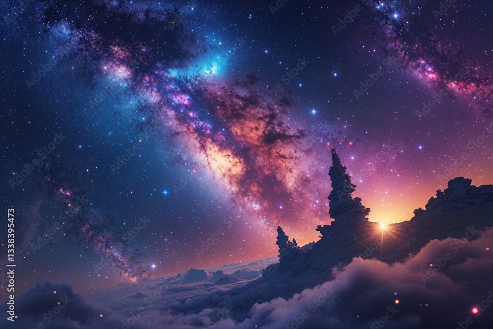 Naklejka premium Stunning Galaxy Background with Vibrant Starscape and Cosmic Scenery
