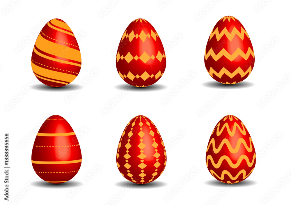 Easter eggs collection red and gold Easter eggs collection red and gold