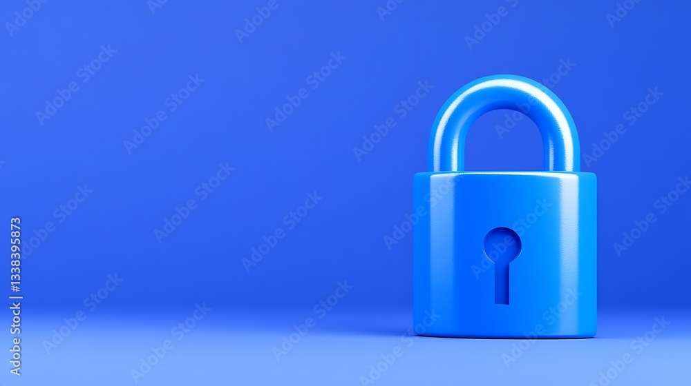 Stylish Blue Padlock on Vibrant Blue Background Symbolizing Security and Protection of Personal Data Stylish Blue Padlock on Vibrant Blue Background Symbolizing Security and Protection of Personal Data