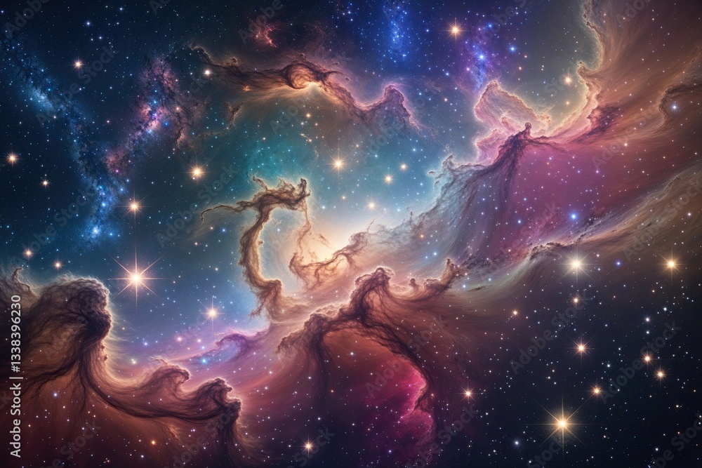 Fototapeta premium Mesmerizing Nebula and Glimmering Stars in a Vibrant Cosmic Galaxy
