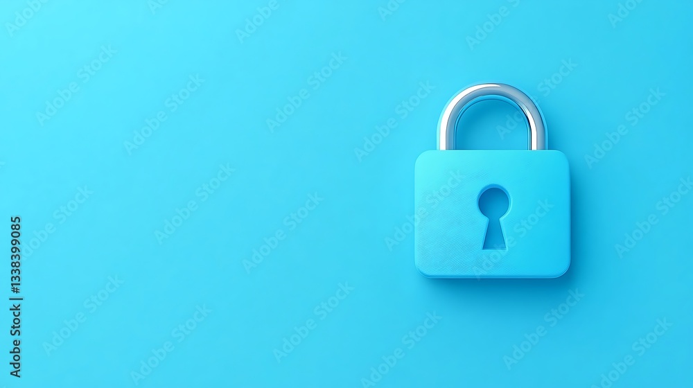 Vibrant Blue Padlock on Soft Blue Background Symbolizing Security and Protection in Digital Age Vibrant Blue Padlock on Soft Blue Background Symbolizing Security and Protection in Digital Age