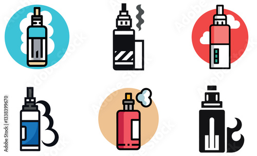 Vector Illustration of Various E-Cigarette Models