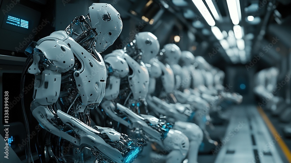 Fototapeta premium AI-driven production process optimizing efficiency.