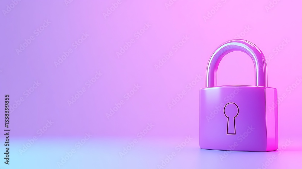 Vibrant Pink Lock on Colorful Background Symbolizing Security and Protection in a Digital Age Vibrant Pink Lock on Colorful Background Symbolizing Security and Protection in a Digital Age