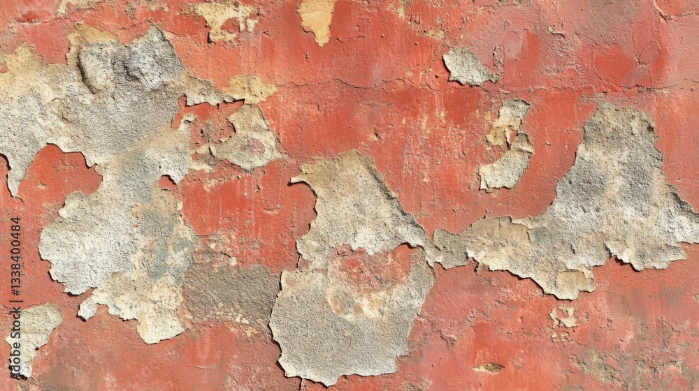 Obraz premium Peeling Red Paint Reveals Aged Wall Texture