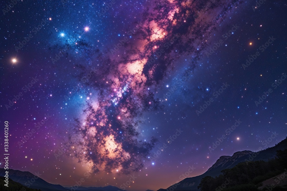 Fototapeta premium Stunning Milky Way Galaxy with Bright Celestial Stars in a Vibrant Night Sky Scene